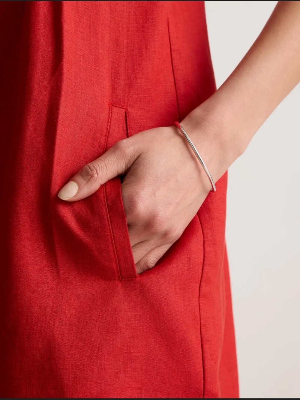 QUINCE 100% EUROPEAN LINEN SLEEVELESS SWING DRESS IN RED SIZE LARGE - Picture 4 of 8